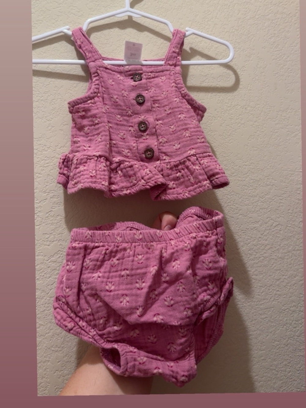 Baby Girl Pink Two-Piece Tank Top & Bloomer Set